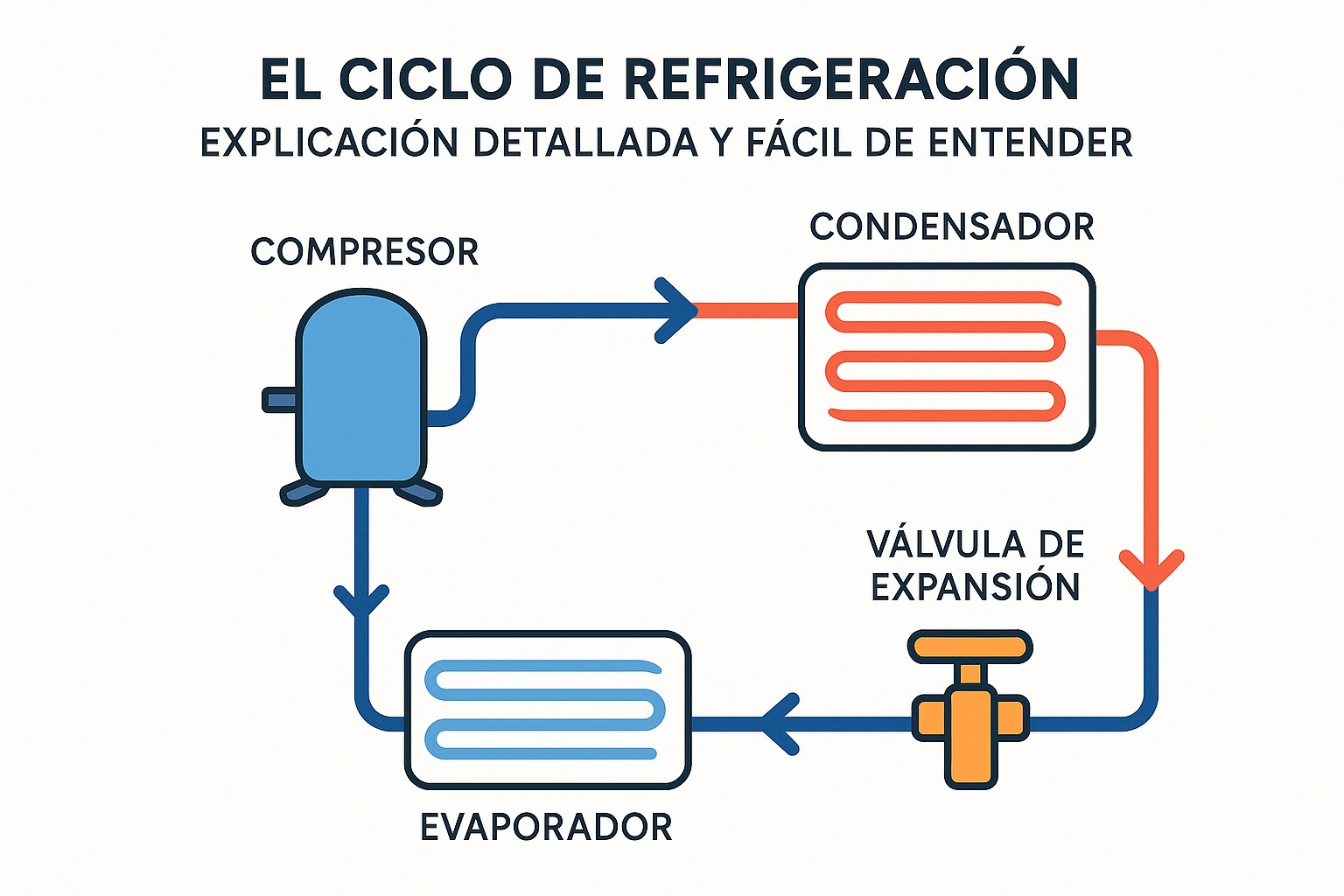 Ilustración sobre ciclo de refrigeracion explicado