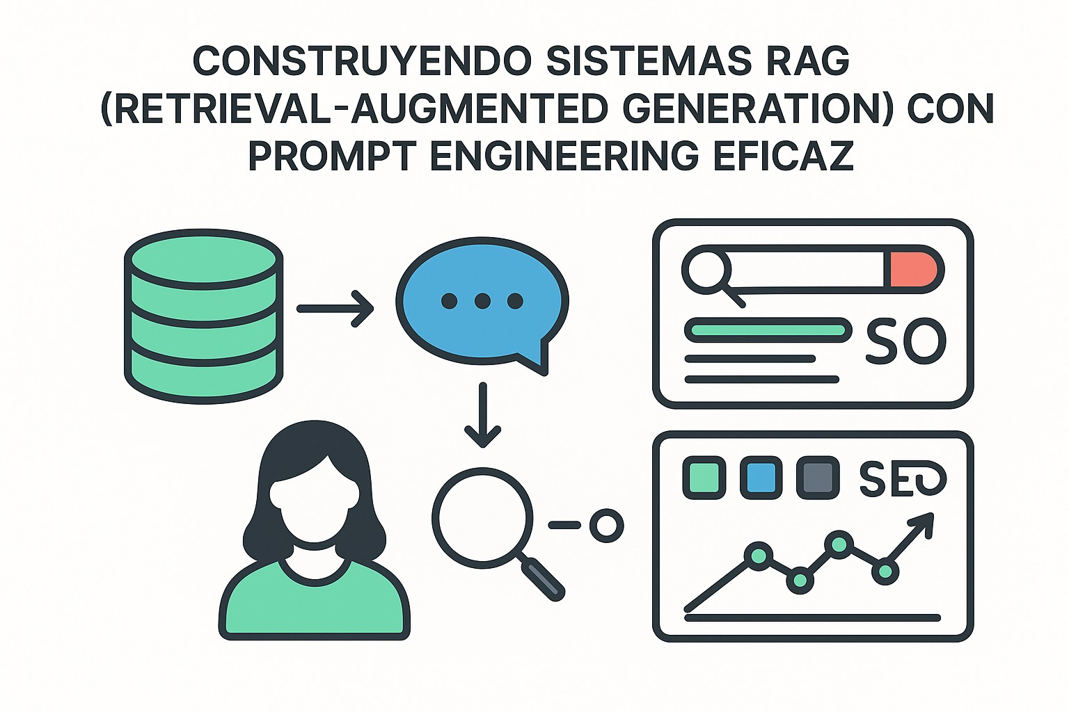 Visualización de una base de datos vectorial con puntos de datos agrupados por similitud semántica