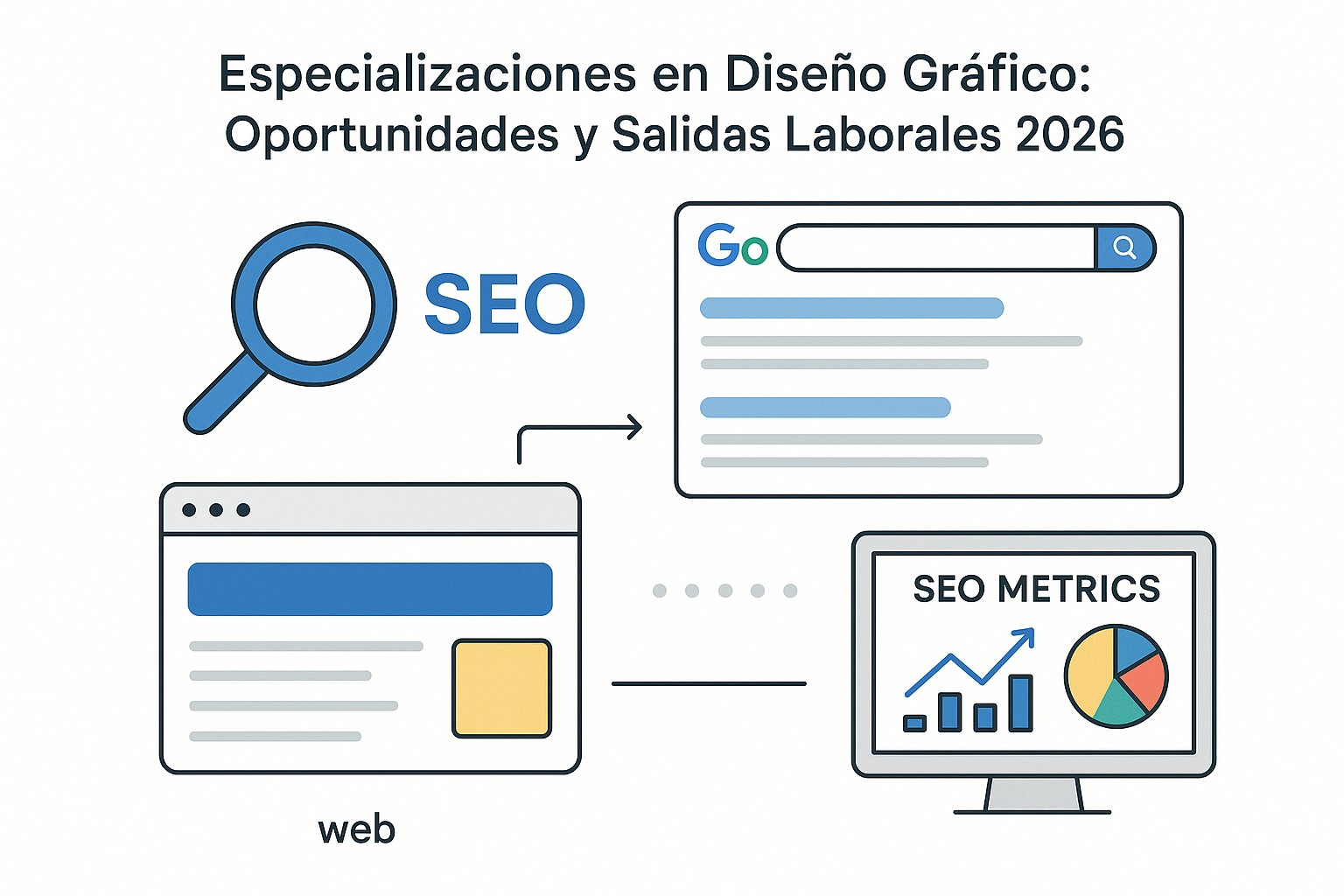 Ilustración sobre especializaciones diseno salidas laborales