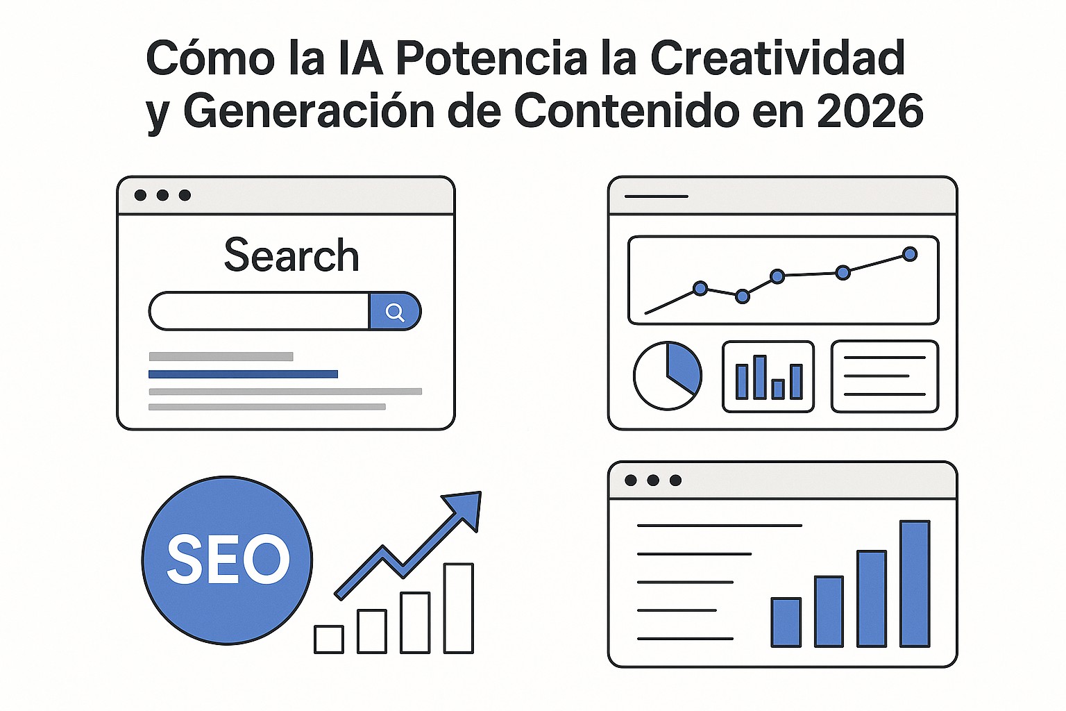 Ilustración sobre ia creatividad generacion contenido