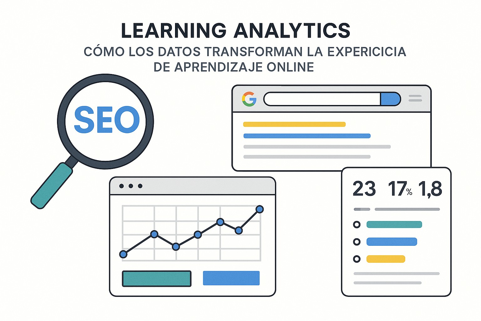 Ilustración sobre learning analytics datos transforman elearning