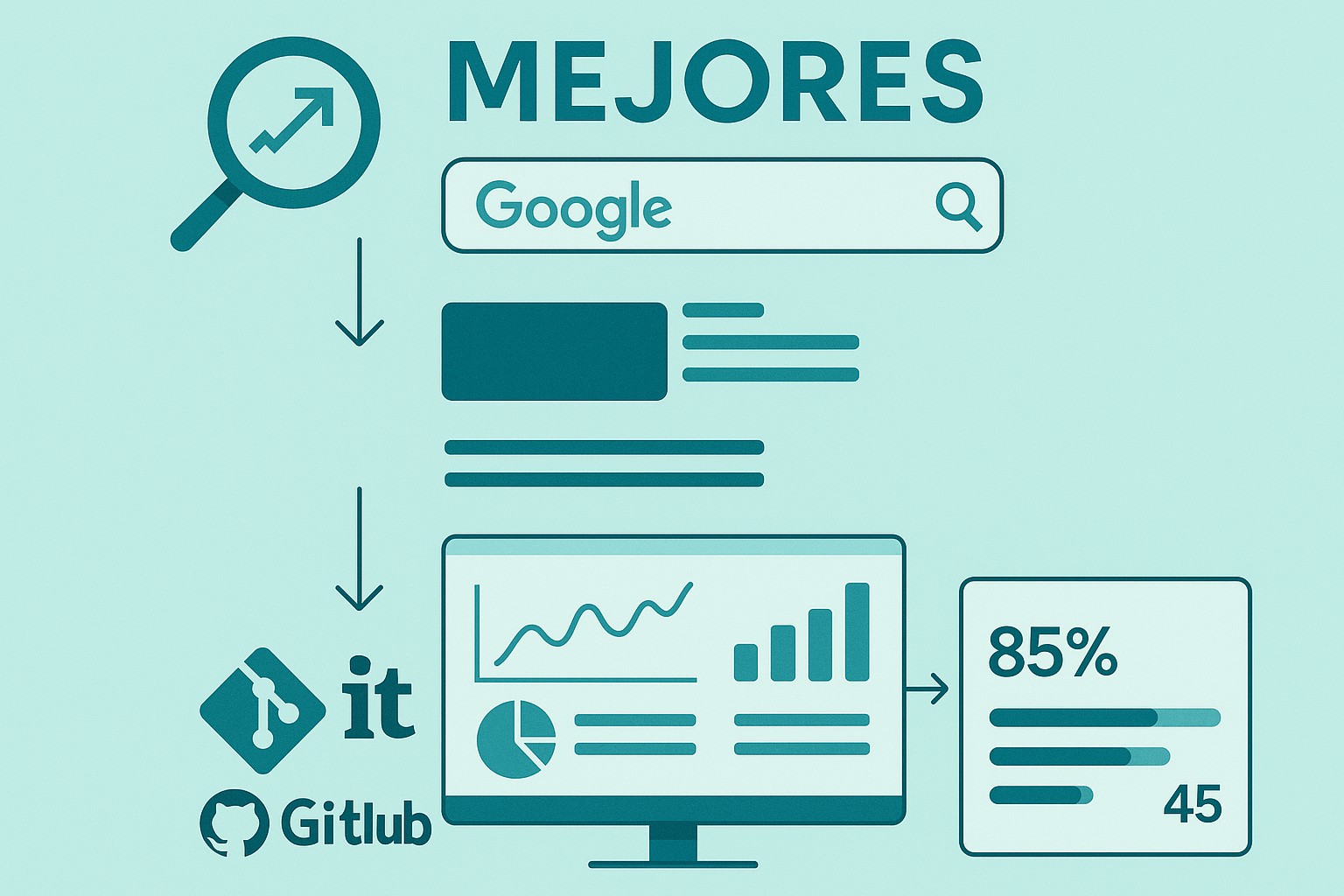 Infografía: conceptos clave de Mejores prácticas de Git y GitHub para equipos de desarrollo eficientes