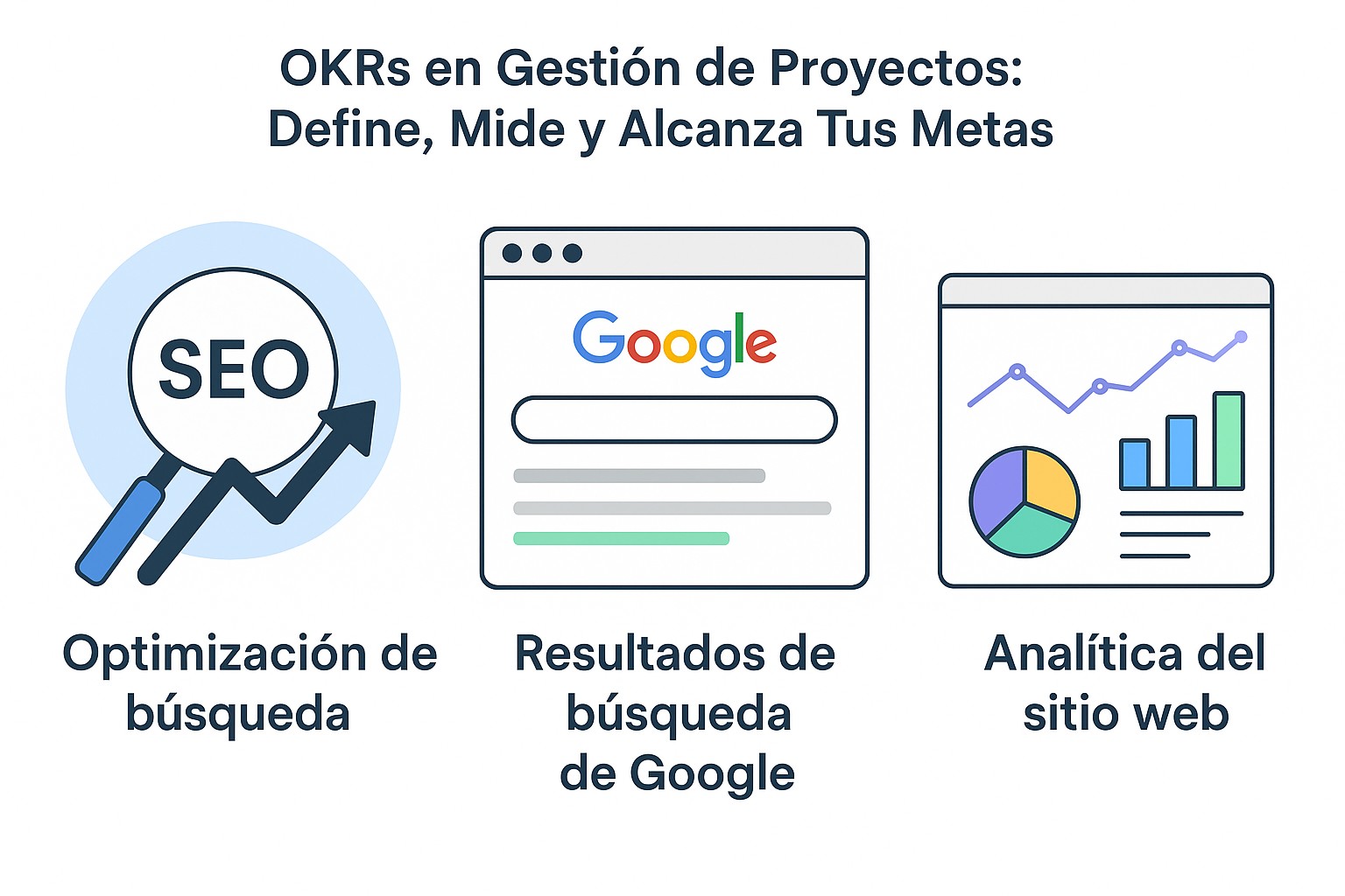 Equipo de proyecto revisando el progreso de sus OKRs en un panel digital.