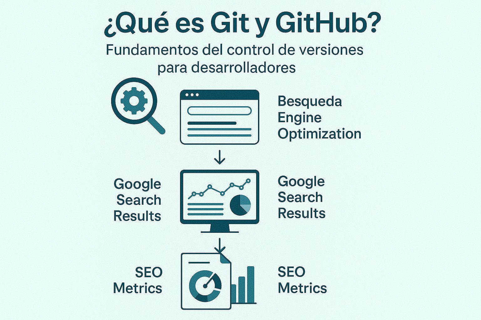 Infografía: conceptos clave de ¿Qué es Git y GitHub? Fundamentos del control de versiones para desarrolladores