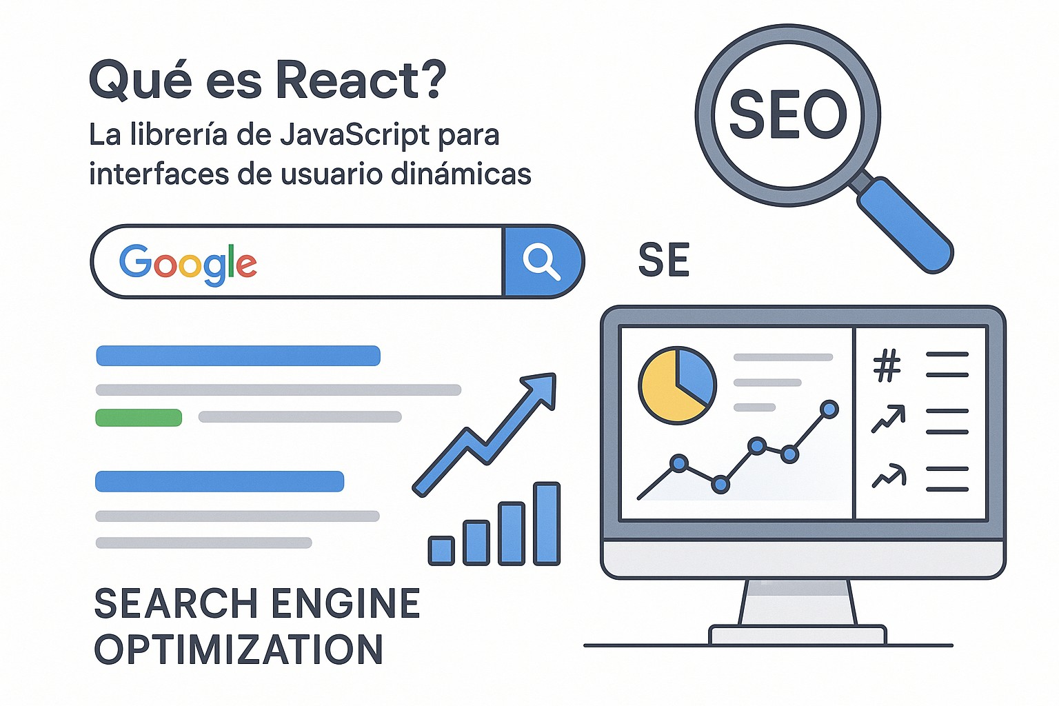 Ilustración sobre que es react javascript libreria frontend
